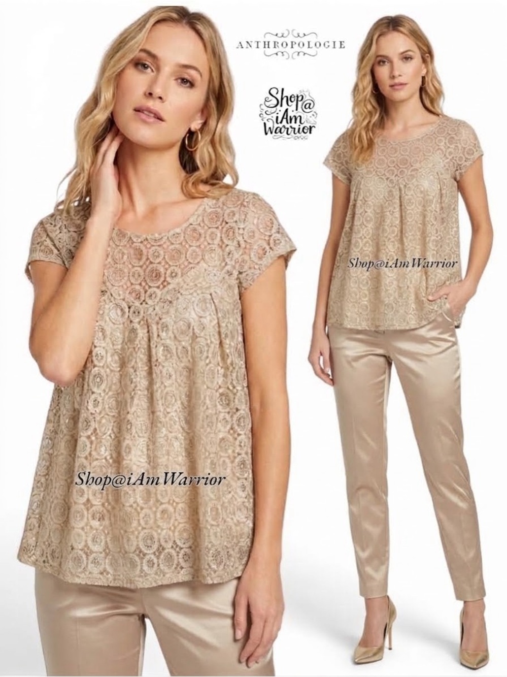 Anthropologie {Akemi + Kin} metallic lace top *shop@iamwarrior